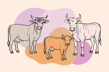 illustration of a set of animals