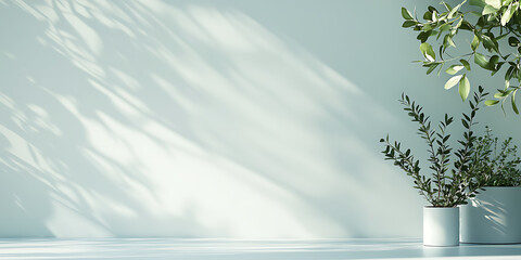 The background is light green and white, with shadows from leaves adding depth to the scene