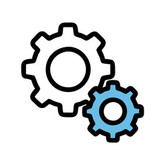 Obraz premium Minimalist Gears Icon in Black and Blue for Mechanics and Engineering
