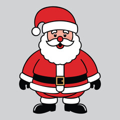 A cartoon-style Santa Claus with a round, jolly face and a big, fluffy white beard
