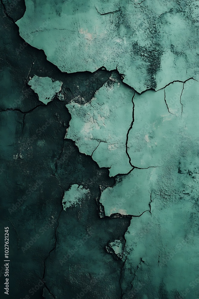 Aufkleber A textured, cracked surface in teal and dark tones showcasing an abstract pattern of paint and deterioration.