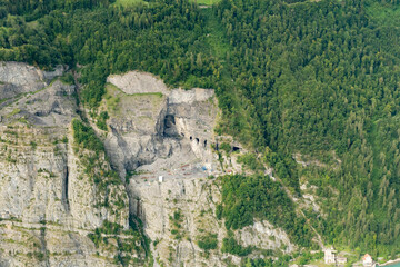 Mine at the lake Walensee in Switzerland seen from a small plane