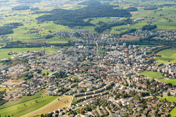 Baar in Switzerland seen from a small plane