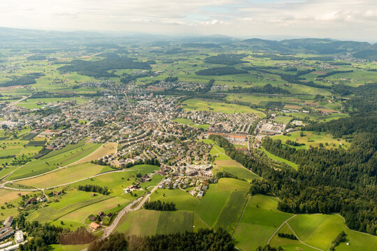 Baar in Switzerland seen from a small plane