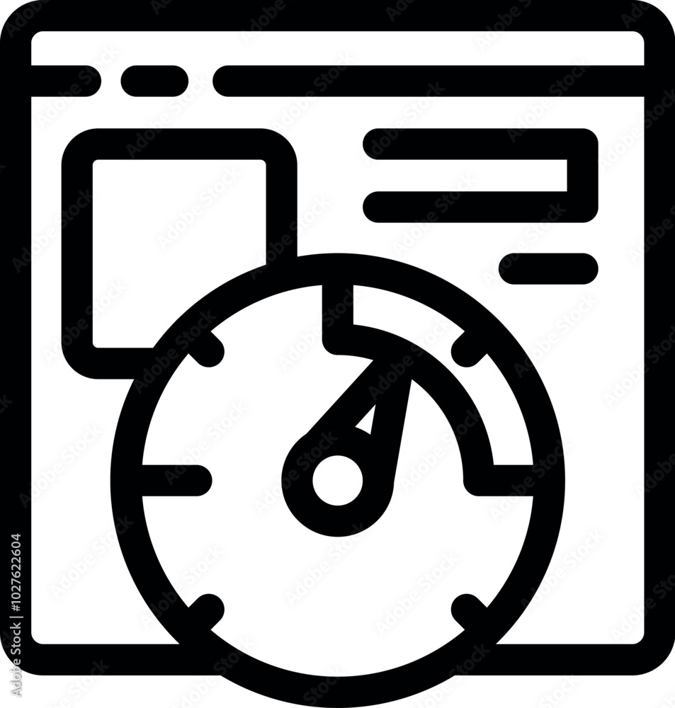Poster speedometer is measuring the loading speed of a website, showing its performance optimization