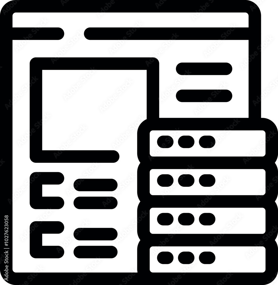 Poster this vector icon represents the concept of website hosting with a server storing website data