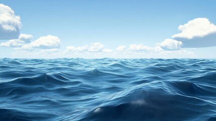 Fototapeta premium A Calm Ocean Surface with White Clouds in the Sky