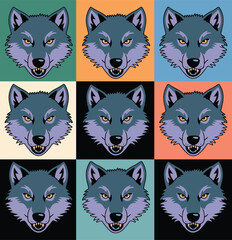 Naklejka premium set of wolf illustration