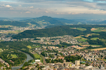 Obraz premium Brugg in Switzerland seen from a small plane