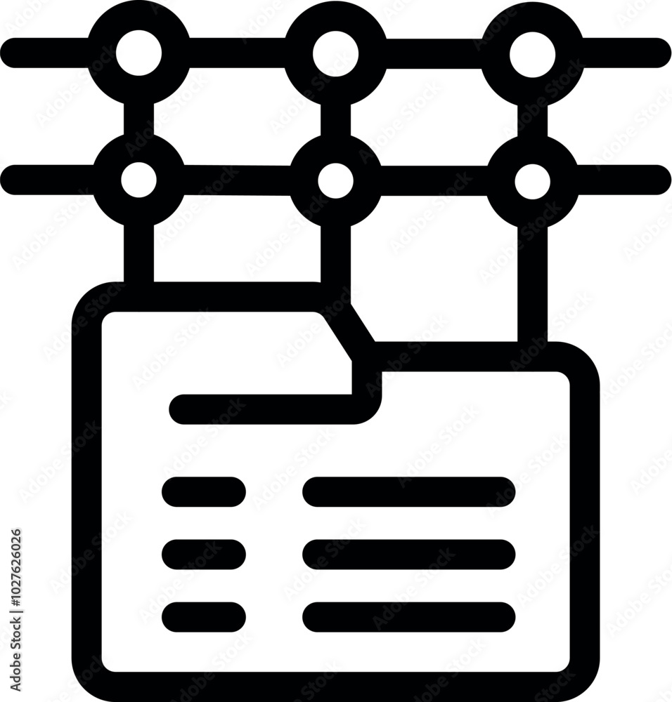 Poster simple vector icon of a folder containing data being shared over a network