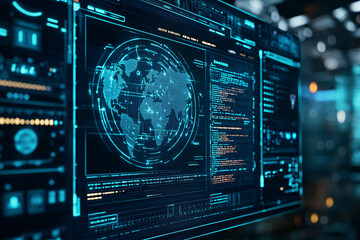 Obraz premium Digital Globe: Cybersecurity & Data Security Concept