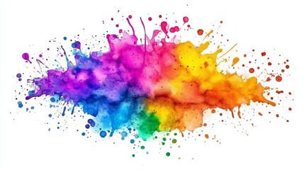 Fototapeta premium Vibrant watercolor splashes on white background abstract art, colorful paint texture, creative design element