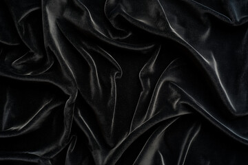 Fototapeta premium Black smooth satin velvet wave background