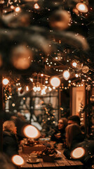 Obraz premium A cozy gathering under warm lights, capturing a festive atmosphere.