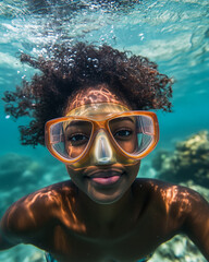 Naklejka premium Underwater Smiles with Snorkeling Gear