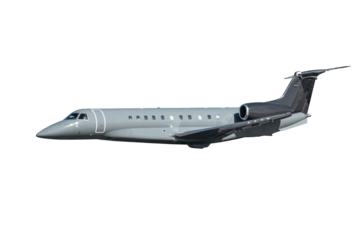 Modern private jet fly isolated