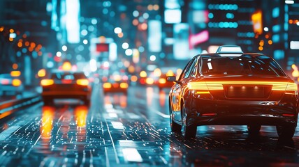 AI搭載タクシーが自動運転するイメージ画像