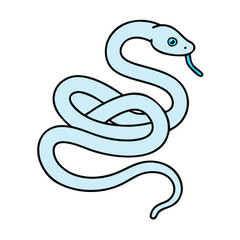 Fototapeta premium icon,Line drawing of a blue snake coiling on a clean background