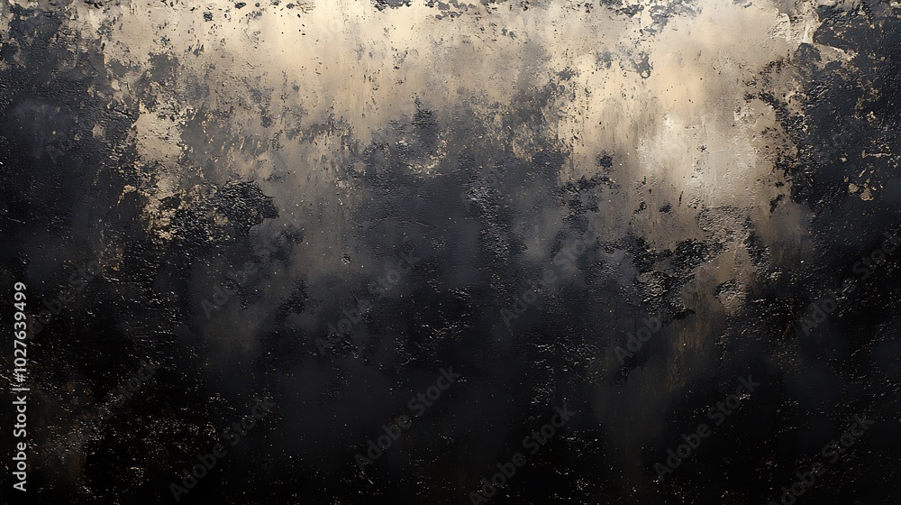 Poster a dark, textured background with hinting clouds and scattered specks, creating a moody, atmospheric 