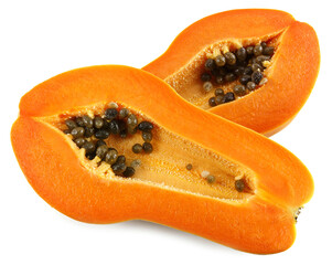 papaya isolated on white background with clipping path