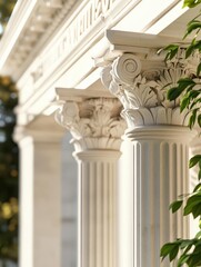 Close-up view of decorative white columns in architectural design.