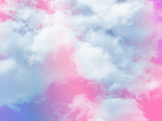 beauty sweet pastel pink and purple colorful with fluffy clouds on sky. multi color rainbow image. abstract fantasy growing light