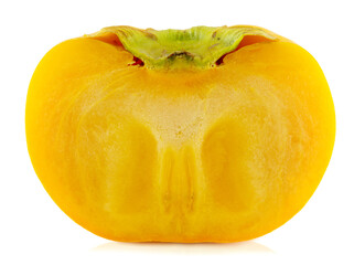 Persimmon slice isolated on white background
