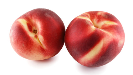 Ripe peach fruit isolated on white background cutout