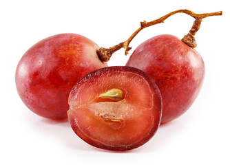 Red grape sliced in a half