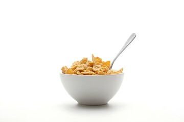 bowl of cereal and milk isolated in white background