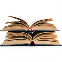 Fototapeta premium two open books stacked on white background