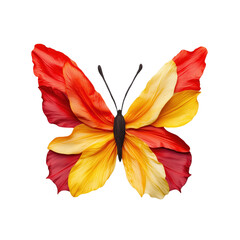 A vibrant butterfly with striking red and yellow petals, showcasing stunning natural colors. Isolated on transparent background.