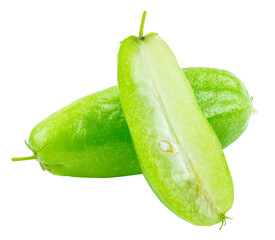 Bilimbi (Averhoa bilimbi Linn.) or cucumber fruit slice on white background