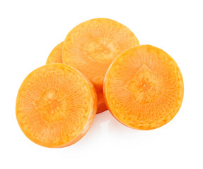 Carrot slices isolated on white background