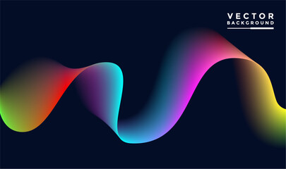 Wave lines with red, pink, blue, purple, yellow, green. Abstract vector illustration isolated on black background. Design elements for technology, science, music or modern concepts.