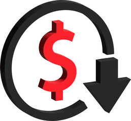 3D Reduce costs line with dollar icons.