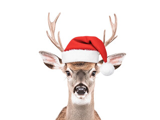 Charming Reindeer Wearing a Santa Hat Spreading Holiday Cheer and Festive Spirit