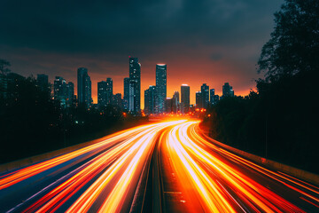 Fototapeta premium Bold 2025 on a billboard overlooking a bustling highway at night