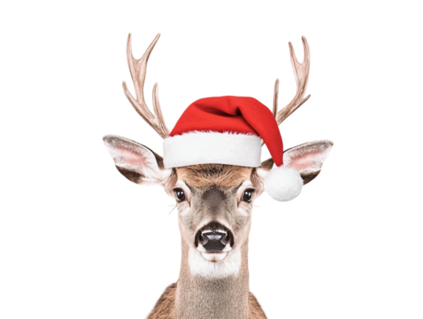 Charming Reindeer Wearing a Santa Hat Spreading Holiday Cheer and Festive Spirit