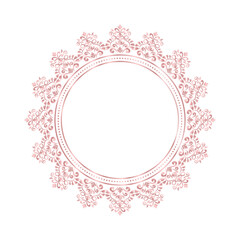 Classical Damask Round Wreath rose gold circular ornament flower Abstract pattern, Victorian traditional style, illustration Design, Floral frames, Vintage Mandala border, Antique, Moroccan frame