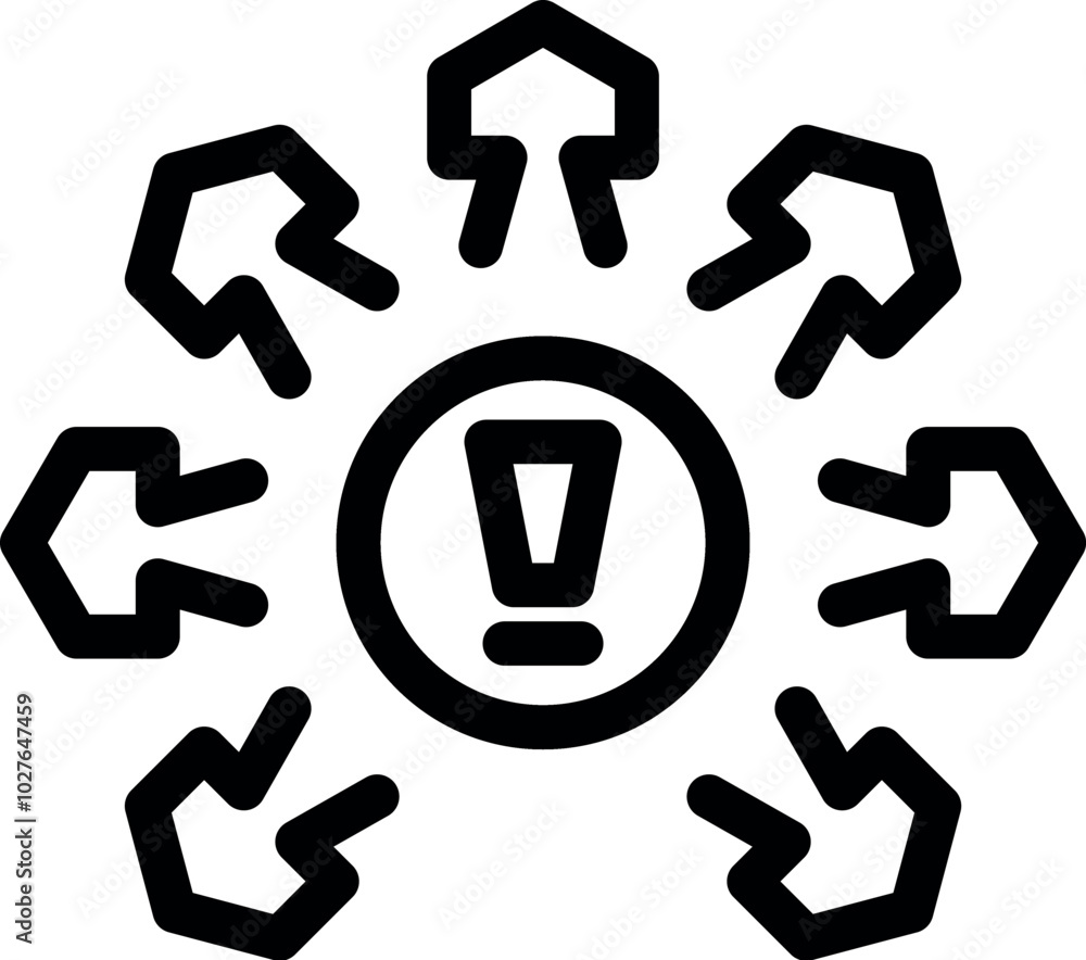 Poster this vector illustration shows the concept of focusing on the problem with arrows pointing to an exc