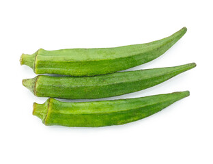 Fresh young okra isolated on white background