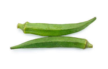 Fresh young okra isolated on white background