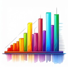 Colorful bar chart on white isolate background.