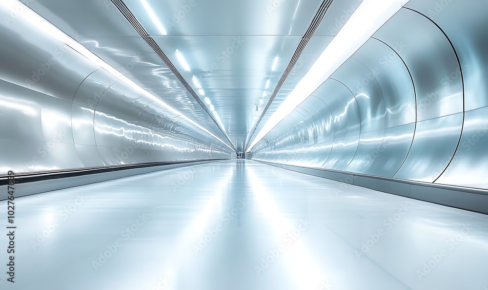 Aufkleber a sleek, modern tunnel space illuminated by bright lights, creating a futuristic and minimalist atmo