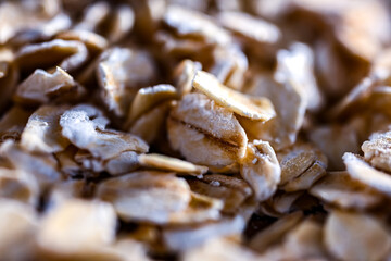 Close-up of rolled oats. Cereal food