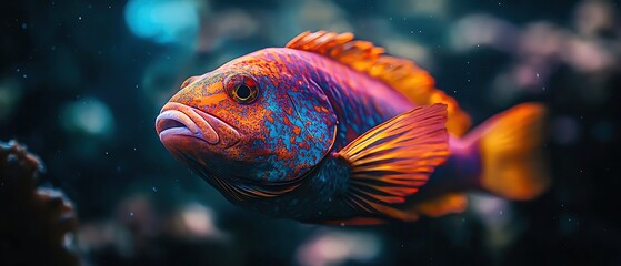Fototapeta premium Colorful parrotfish sleeping in mucus bubble