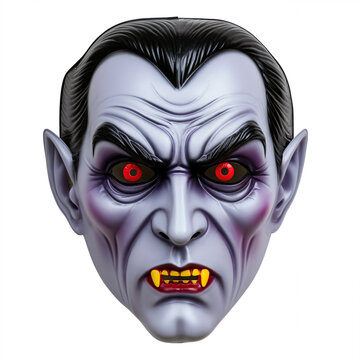 Plastic Halloween party creepy vampire face mask, isolated on a white background