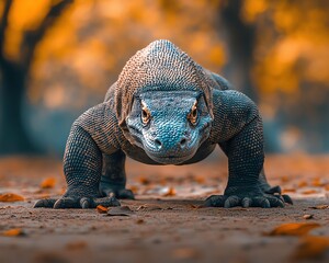 Obraz premium Fierce Komodo dragon on Indonesian beach