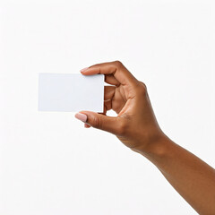 Obraz premium hand holding blank white card isolated on white background